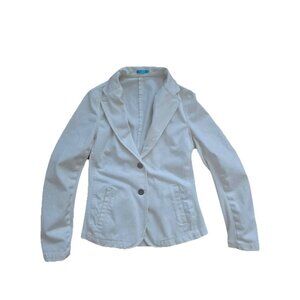 J.McLaughlin Cotton Breasted Denim Two-Button Blazer Jacket White Small A001266